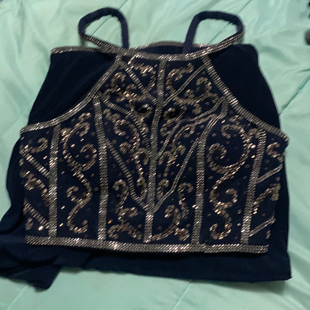 size 2, dark blue, prom/hoco dress
